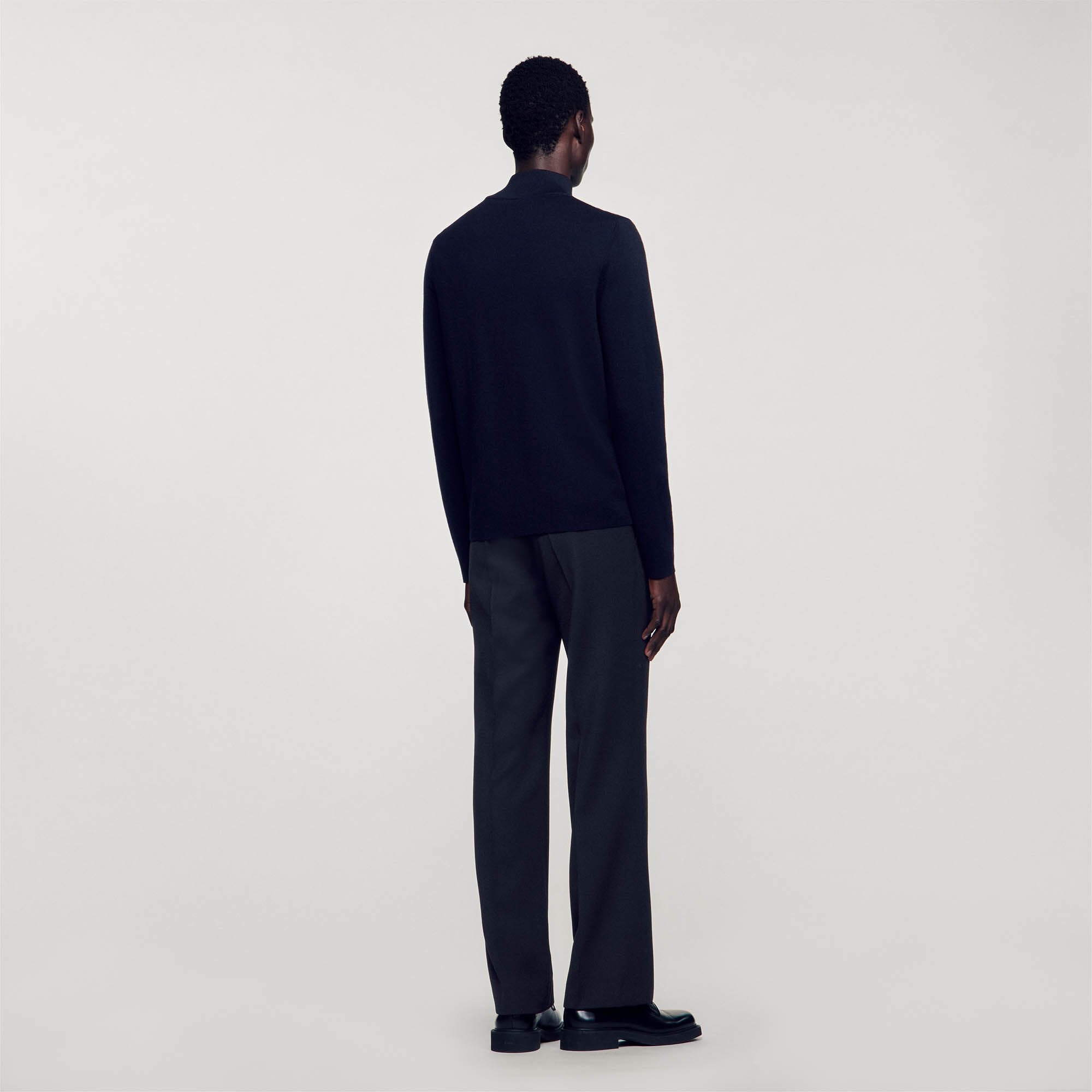 Sandro / Wool sweater with zipped collar Carbon Black