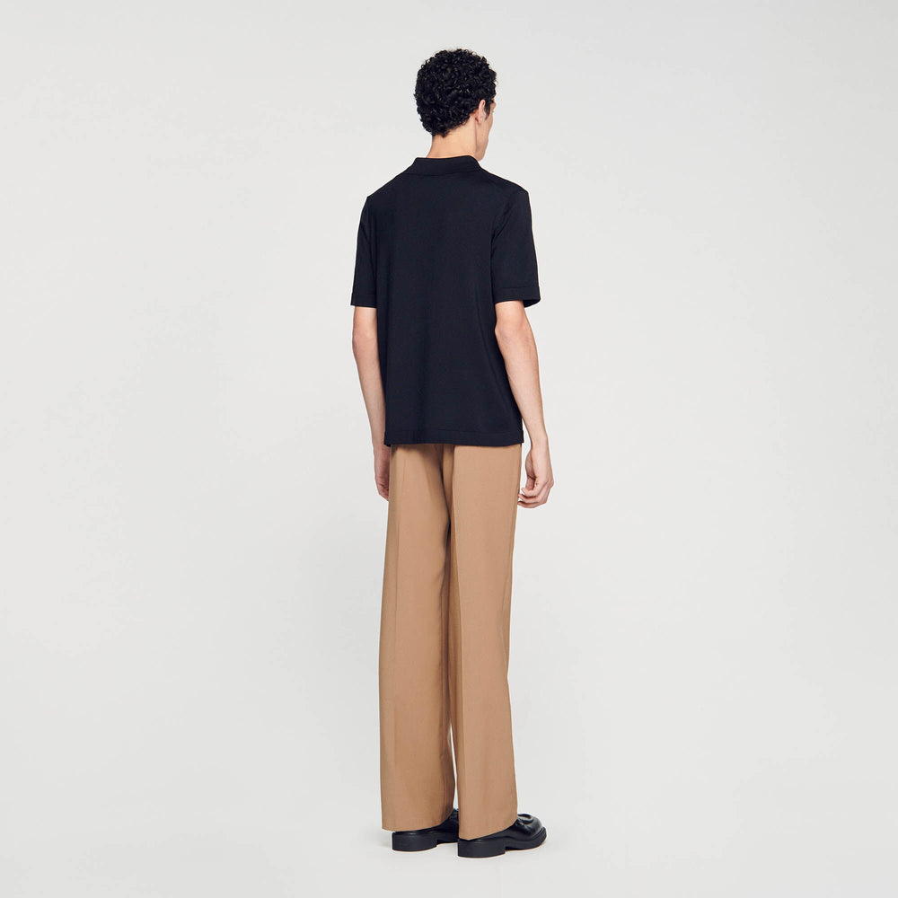 Sandro / Knitted polo shirt with zip collar Black