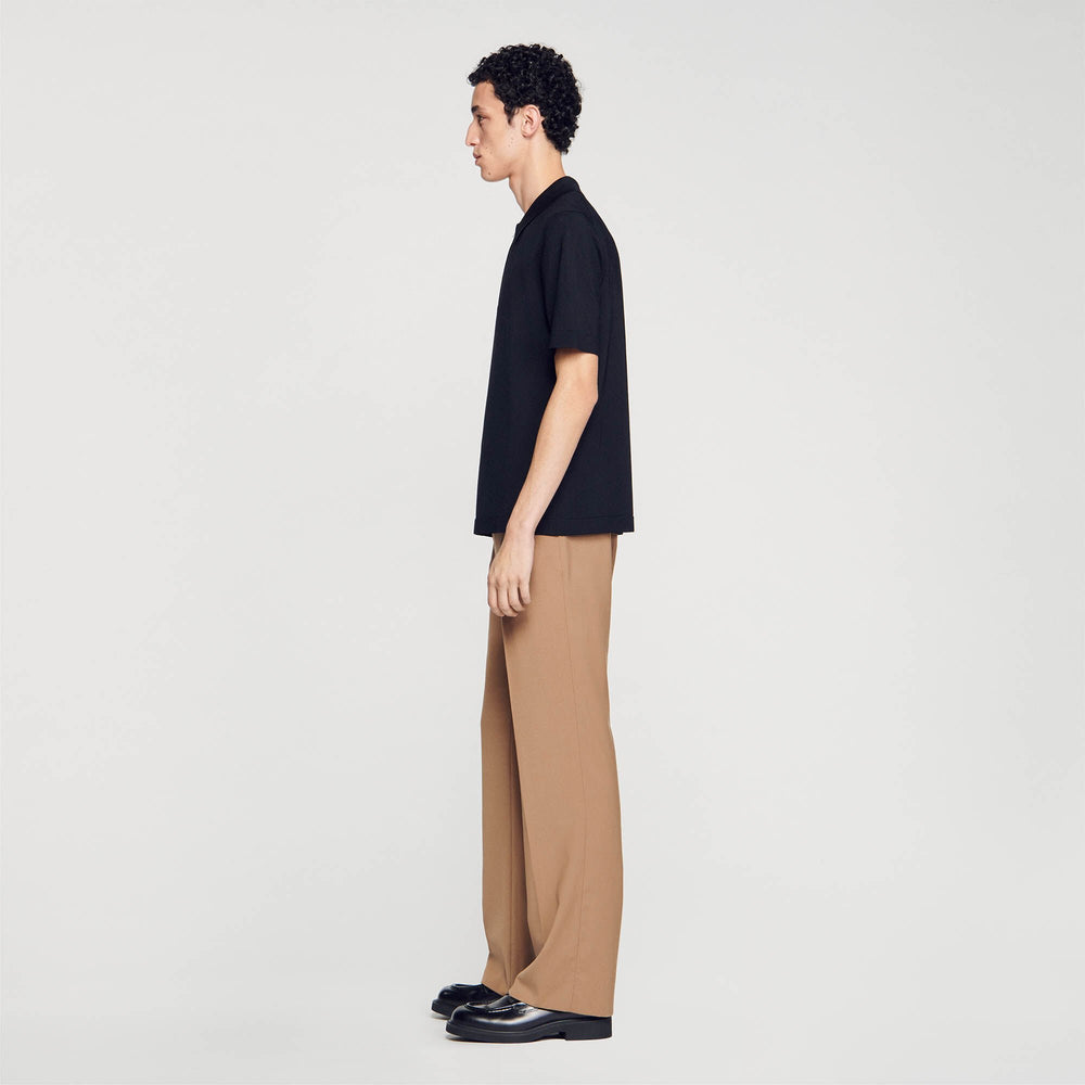 Sandro / Knitted polo shirt with zip collar Black