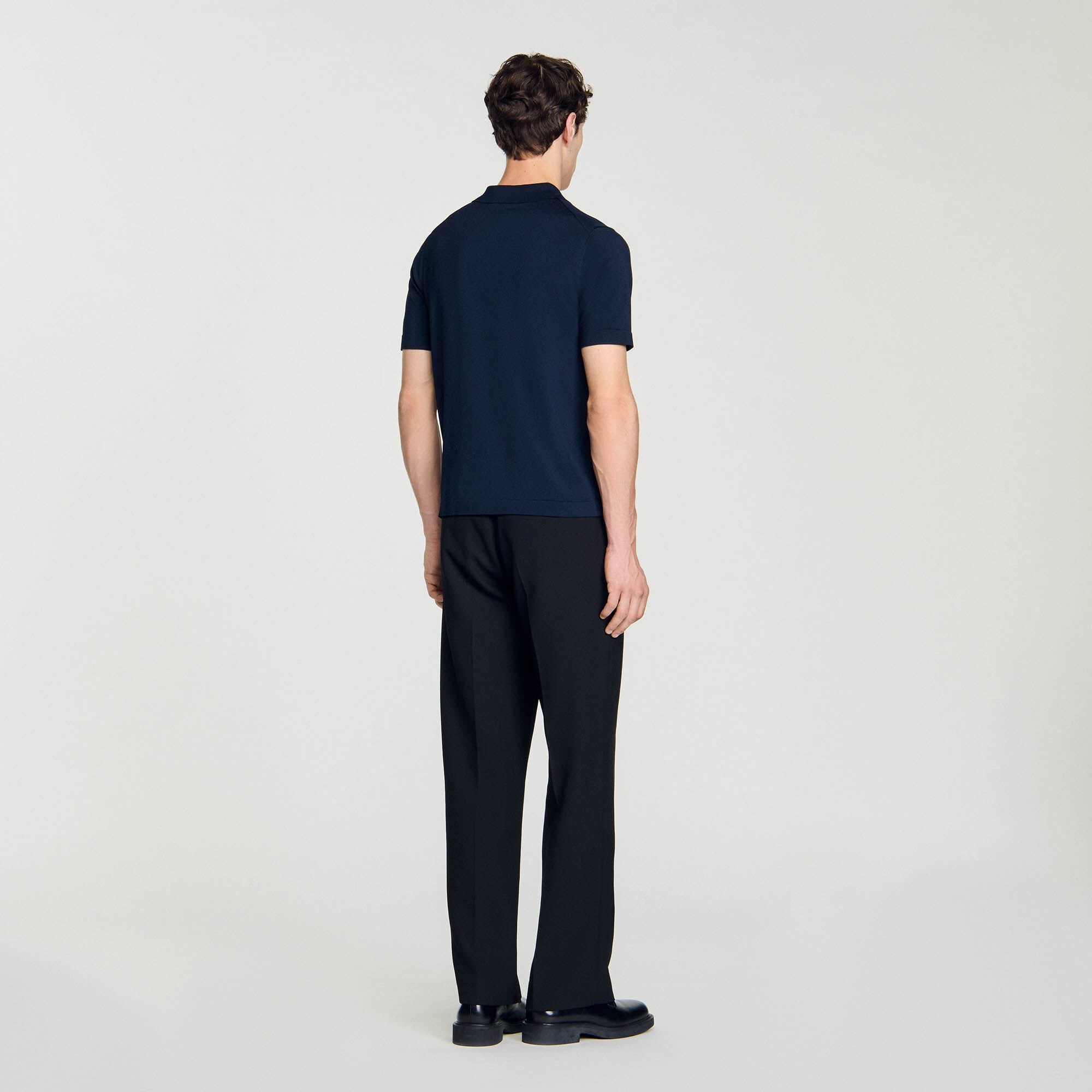 Sandro / Knitted polo shirt with zip collar Navy Blue