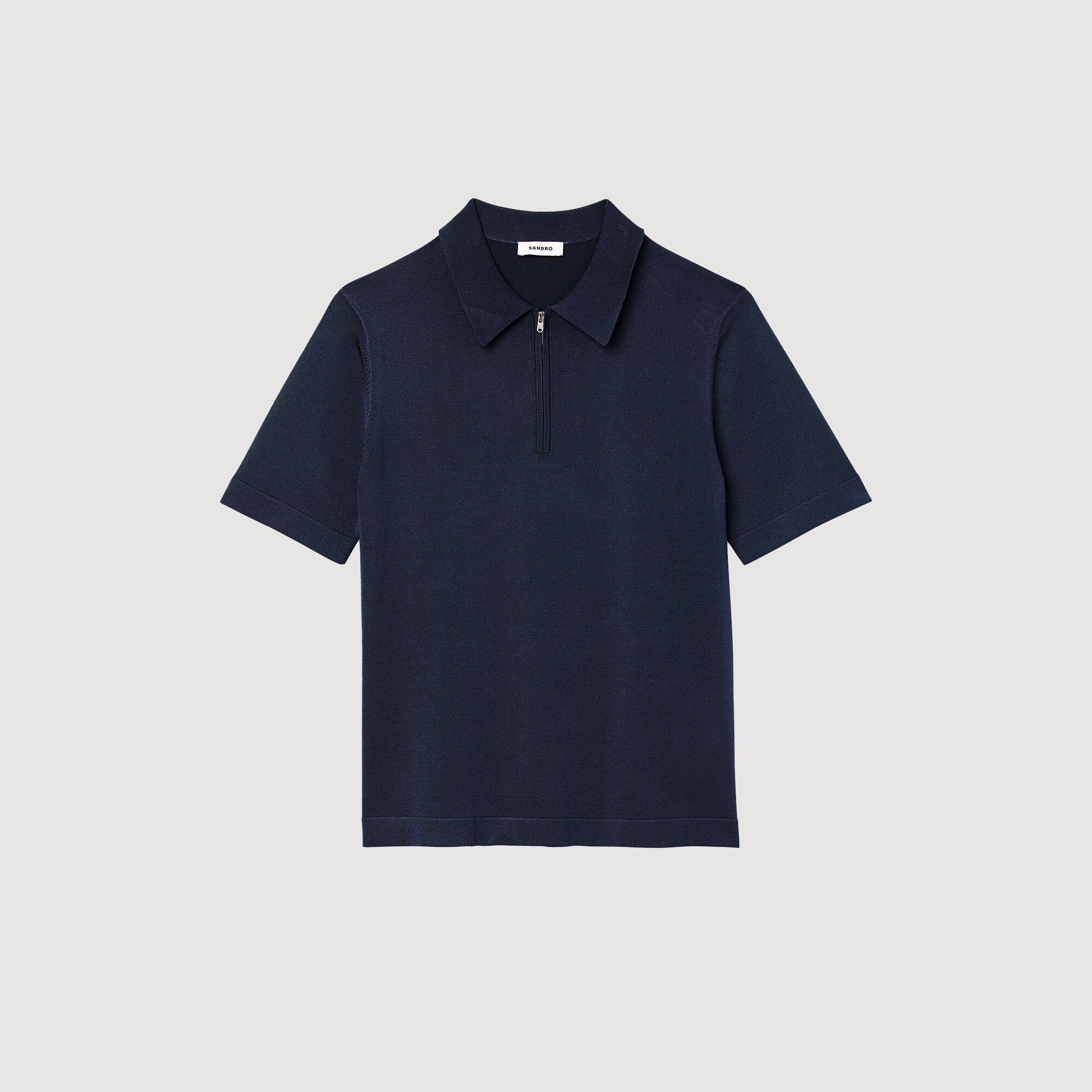 Sandro / Knitted polo shirt with zip collar Navy Blue