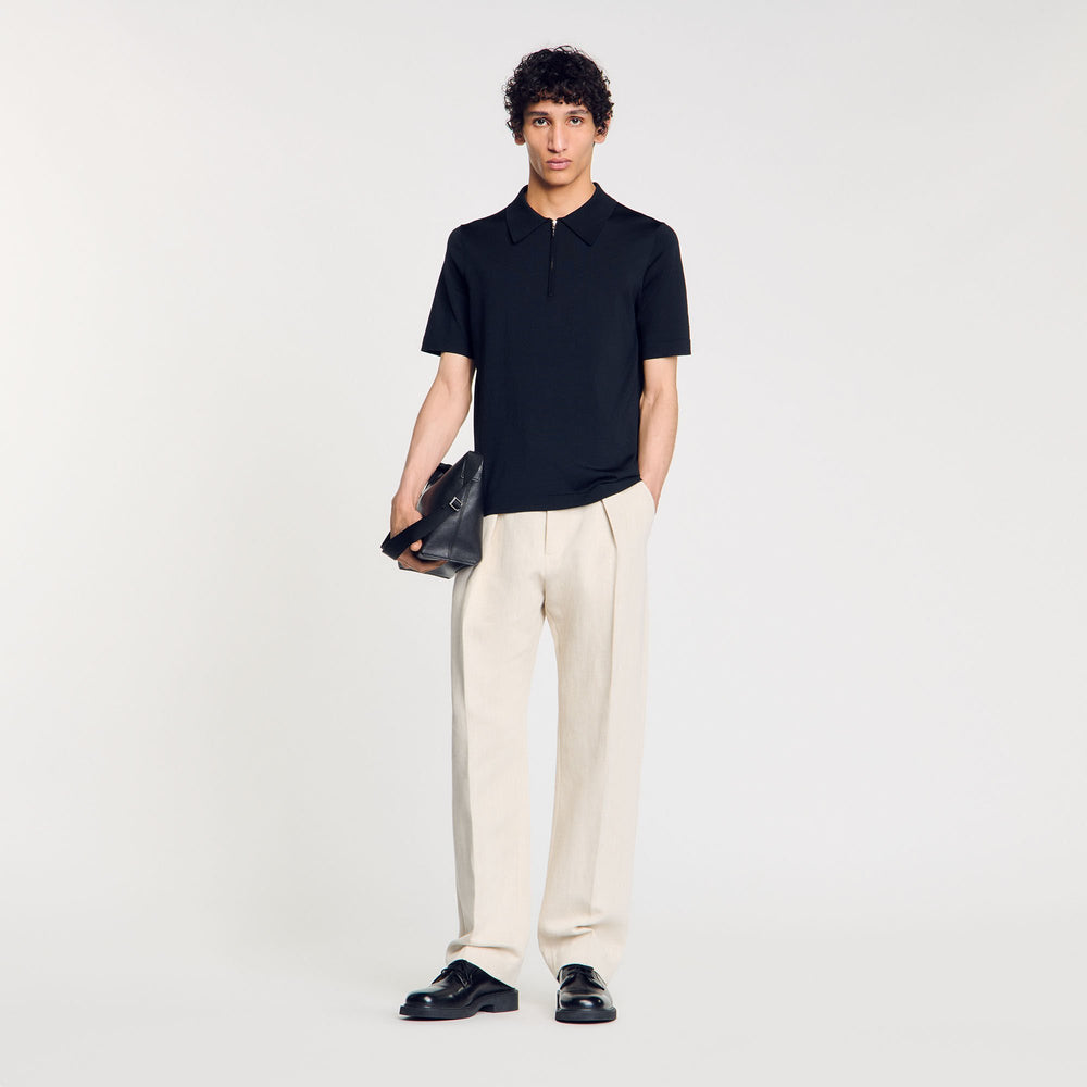 Sandro / Knitted polo shirt with zip collar Fonte