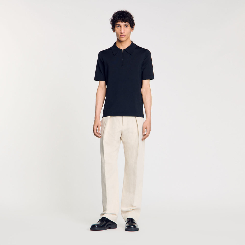 Sandro / Knitted polo shirt with zip collar Fonte
