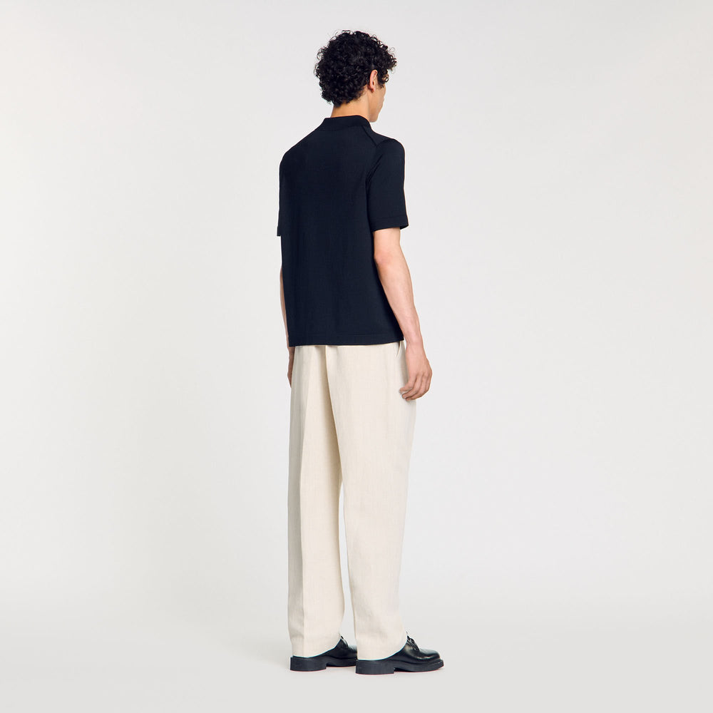 Sandro / Knitted polo shirt with zip collar Fonte