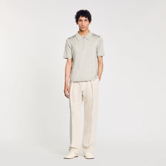 Sandro / Knitted polo shirt with zip collar Steel