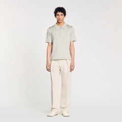Sandro / Knitted polo shirt with zip collar Steel
