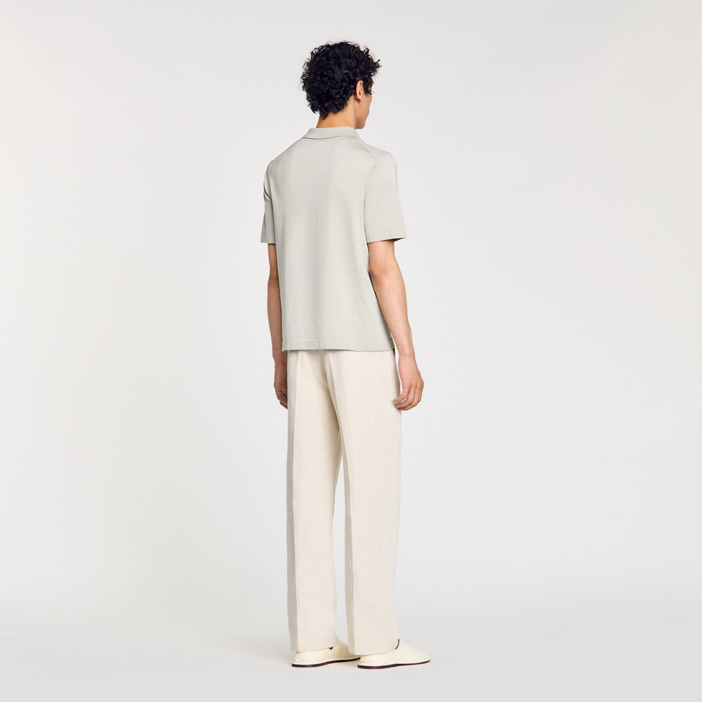 Sandro / Knitted polo shirt with zip collar Steel