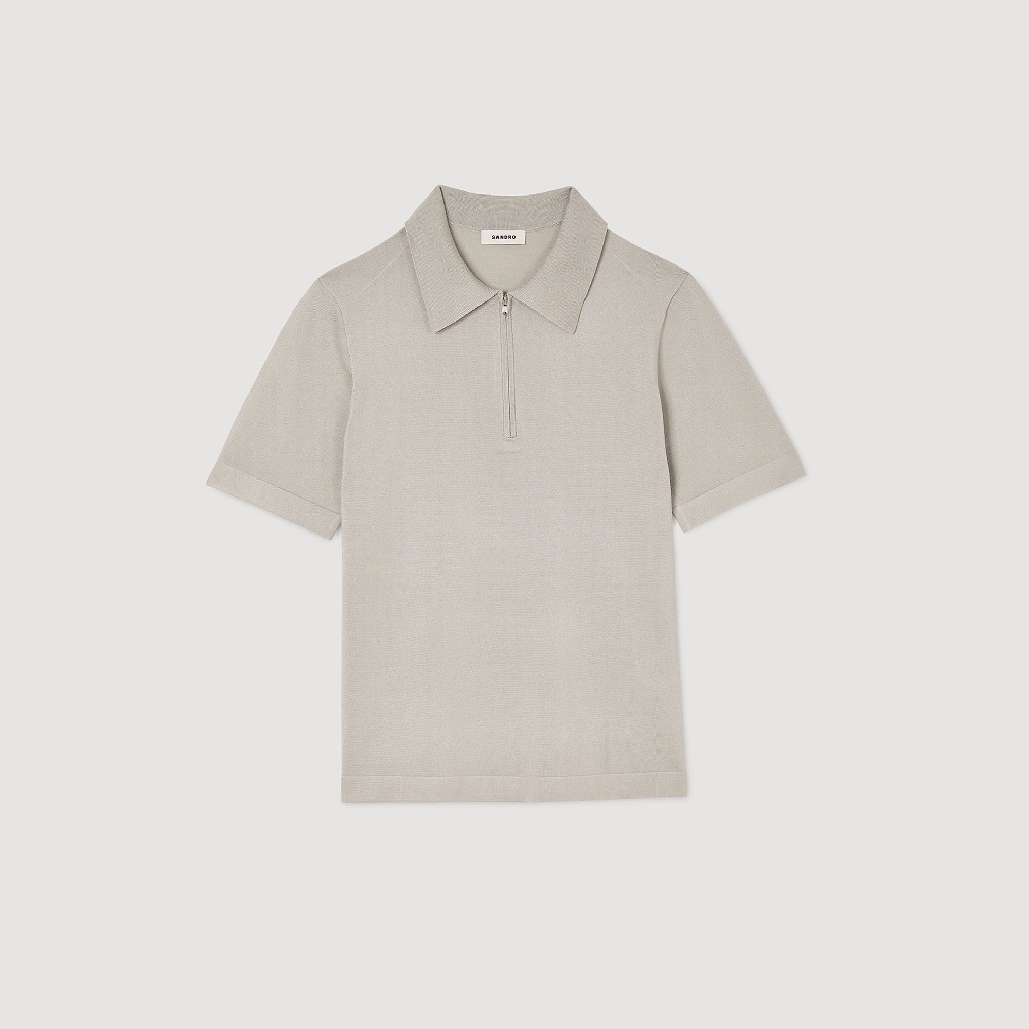 Sandro / Knitted polo shirt with zip collar Steel