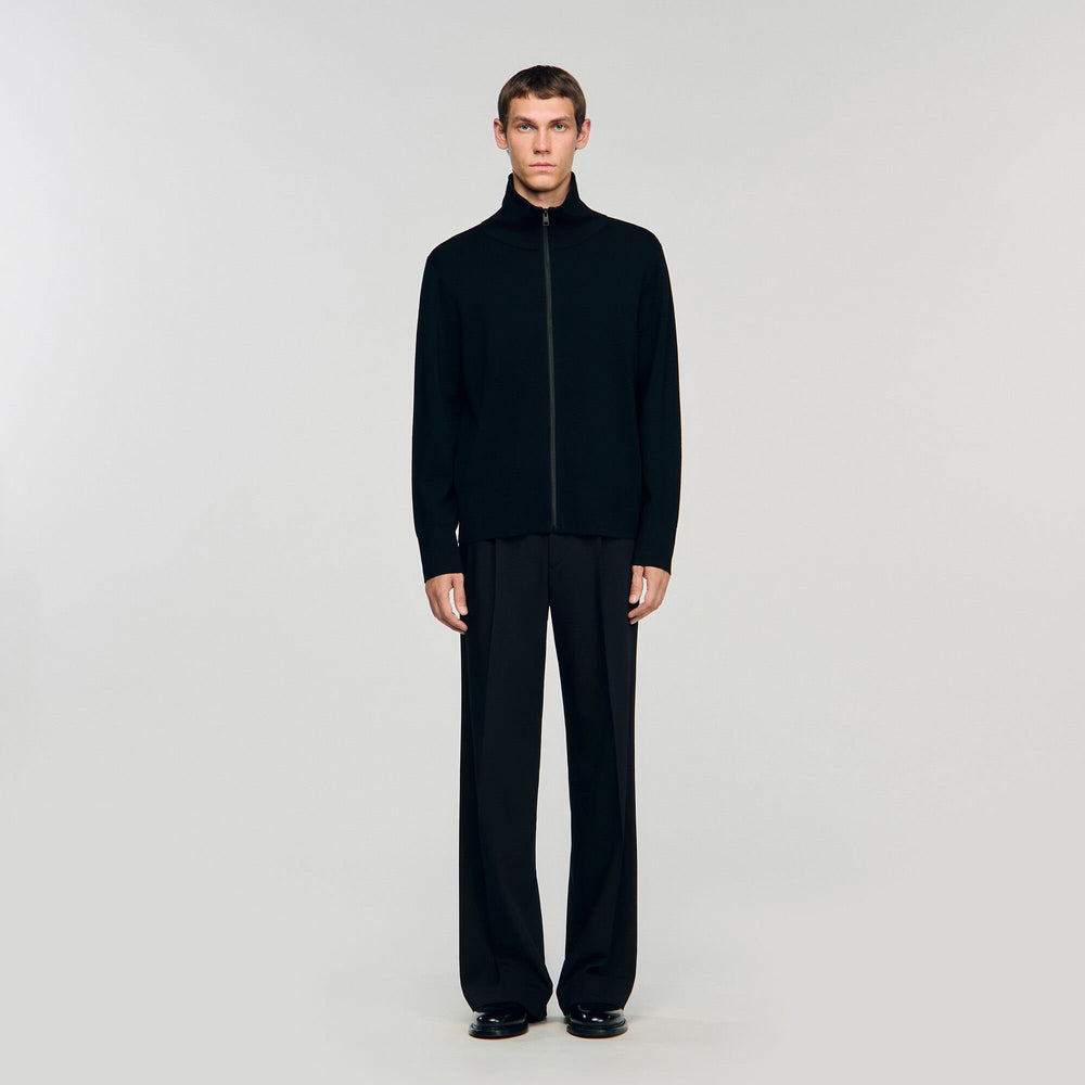 Sandro / Zip-up wool cardigan Black
