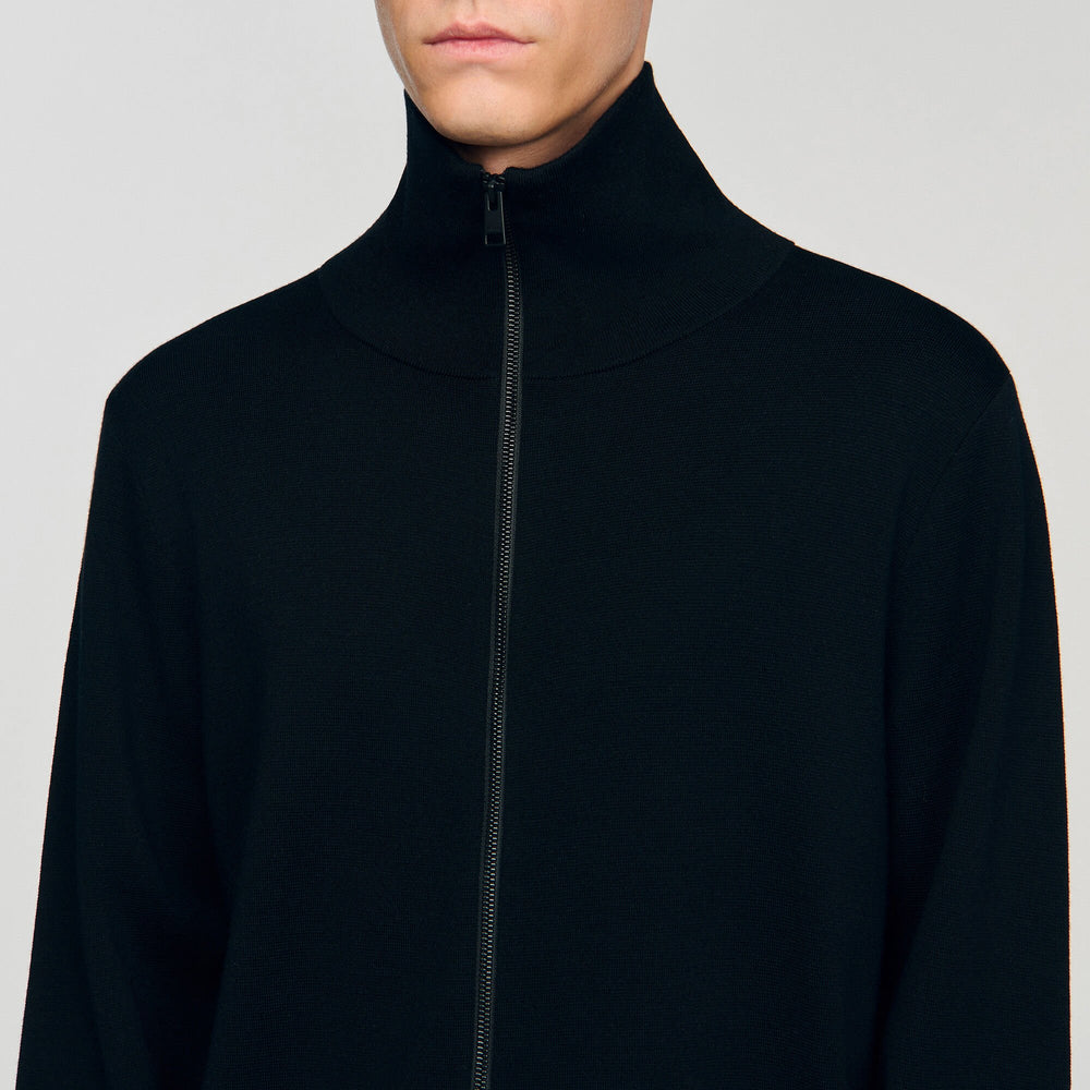 Sandro / Zip-up wool cardigan Black