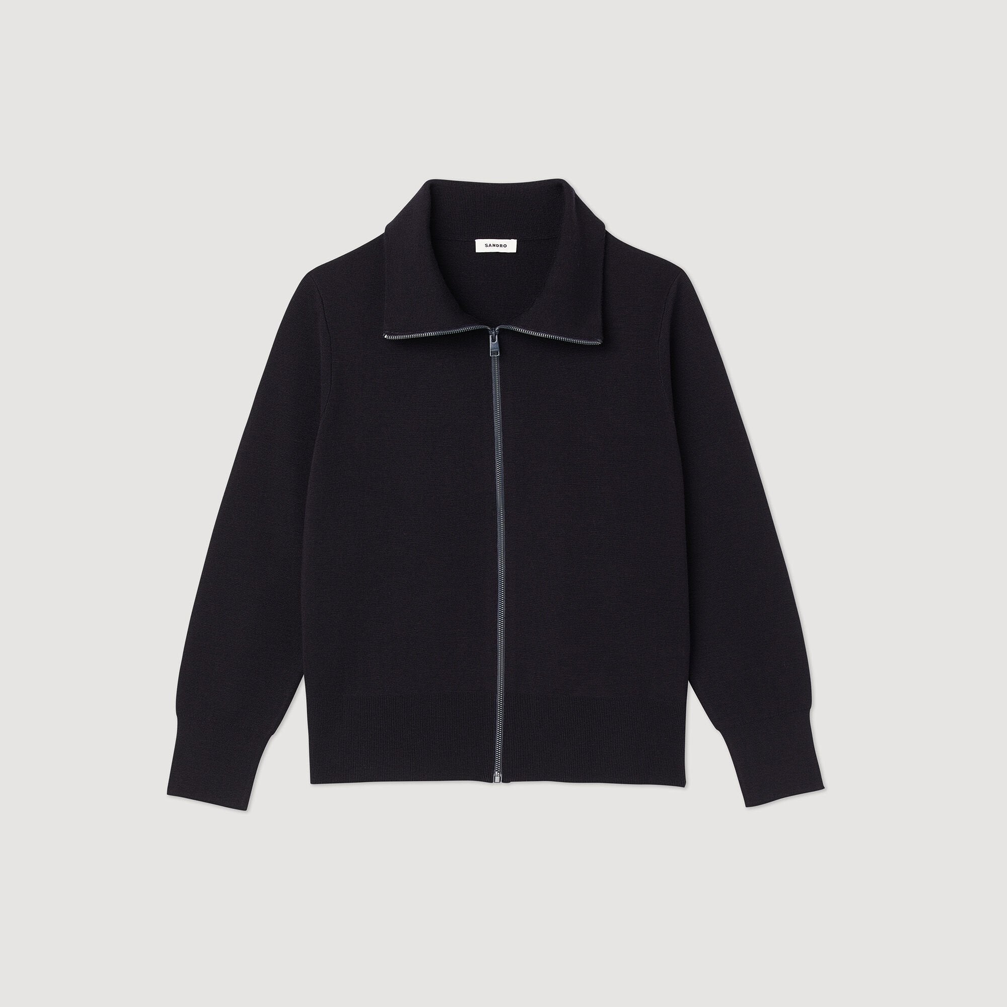 Sandro / Zip-up wool cardigan Black