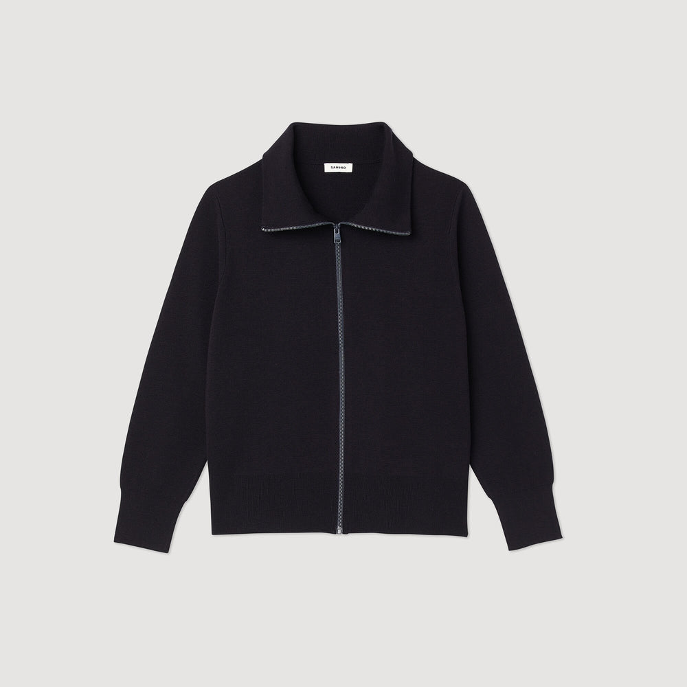 Sandro / Zip-up wool cardigan Black