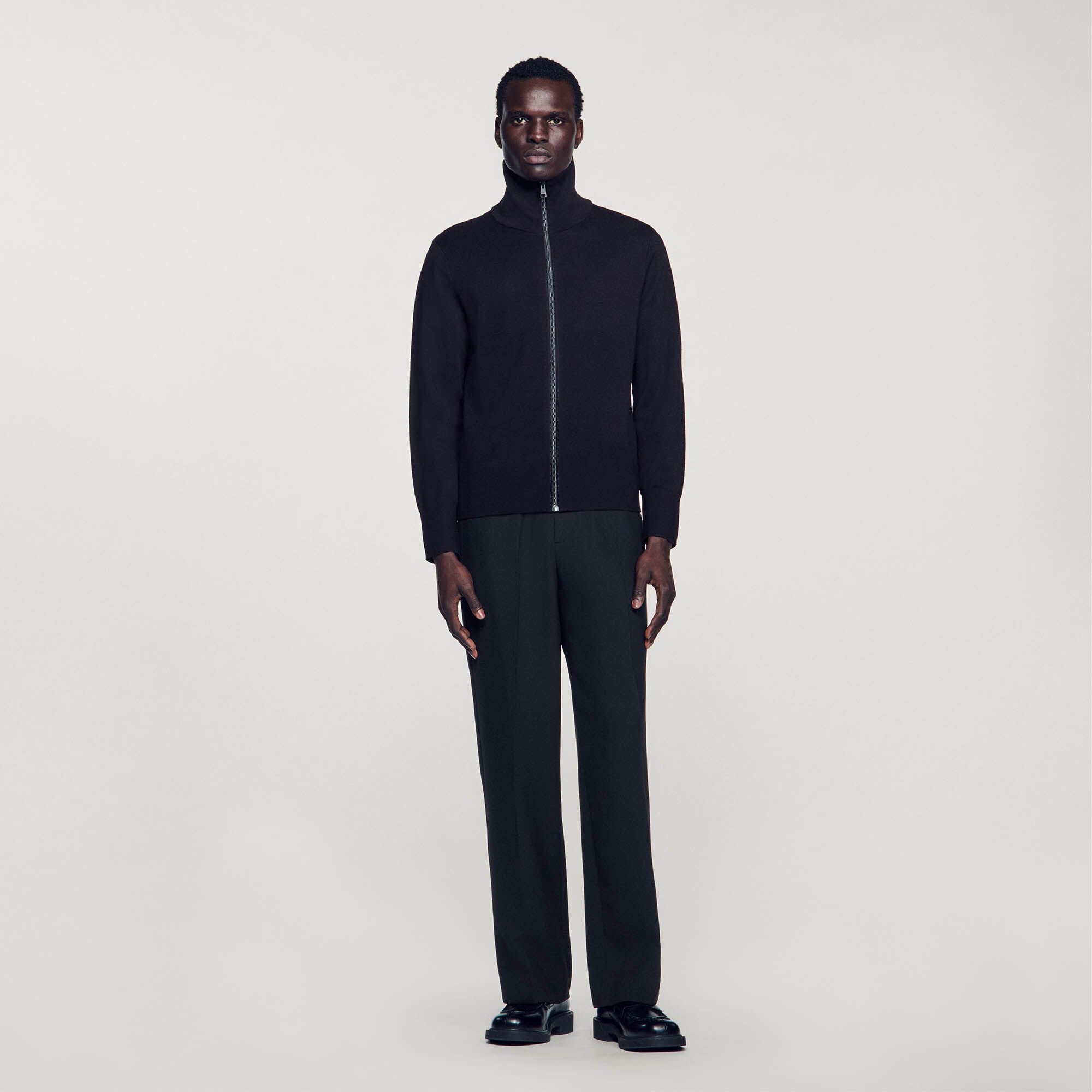 Sandro / Zip-up wool cardigan Navy Blue