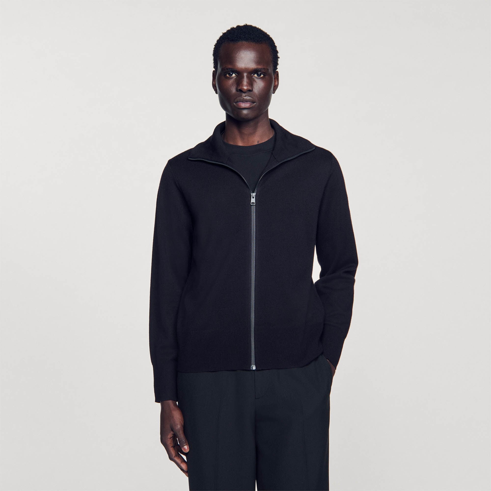 Sandro / Zip-up wool cardigan Navy Blue
