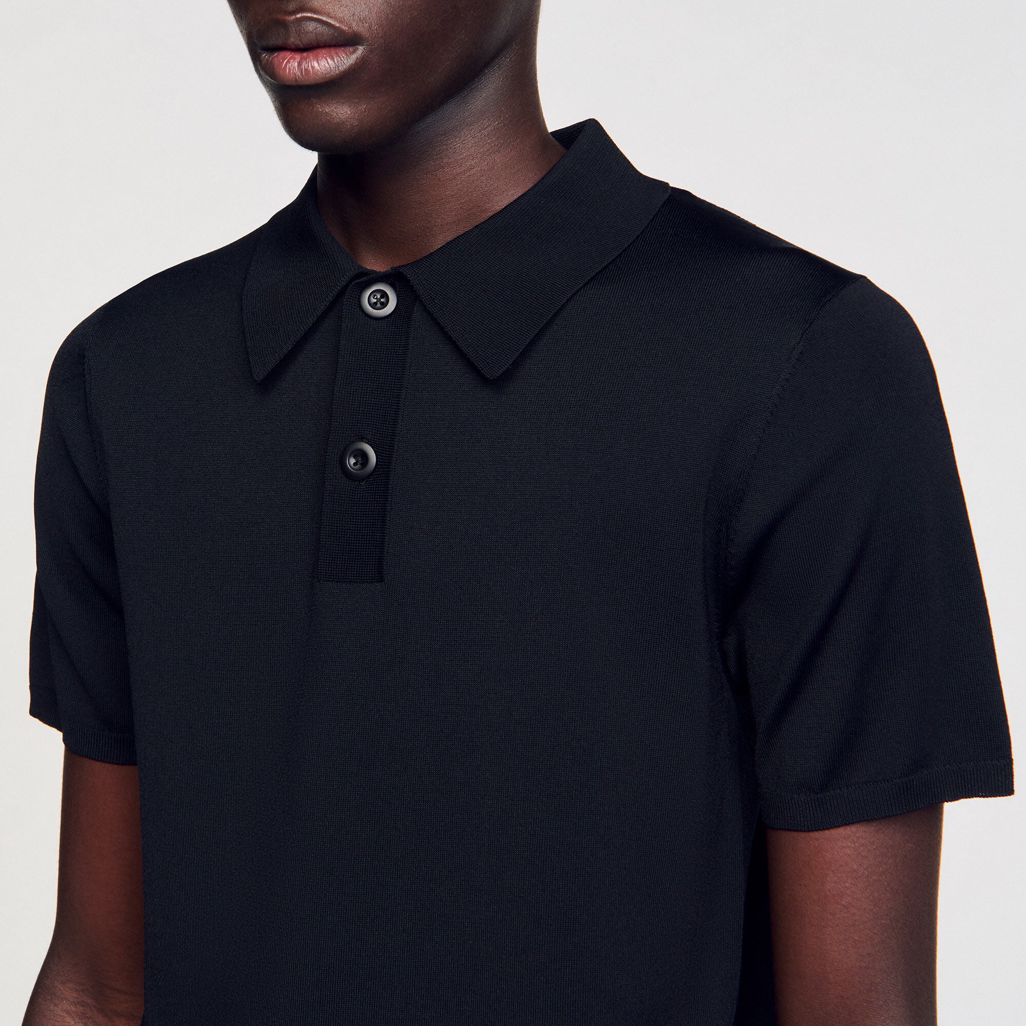 Sandro / Short-sleeve knitted polo shirt Black