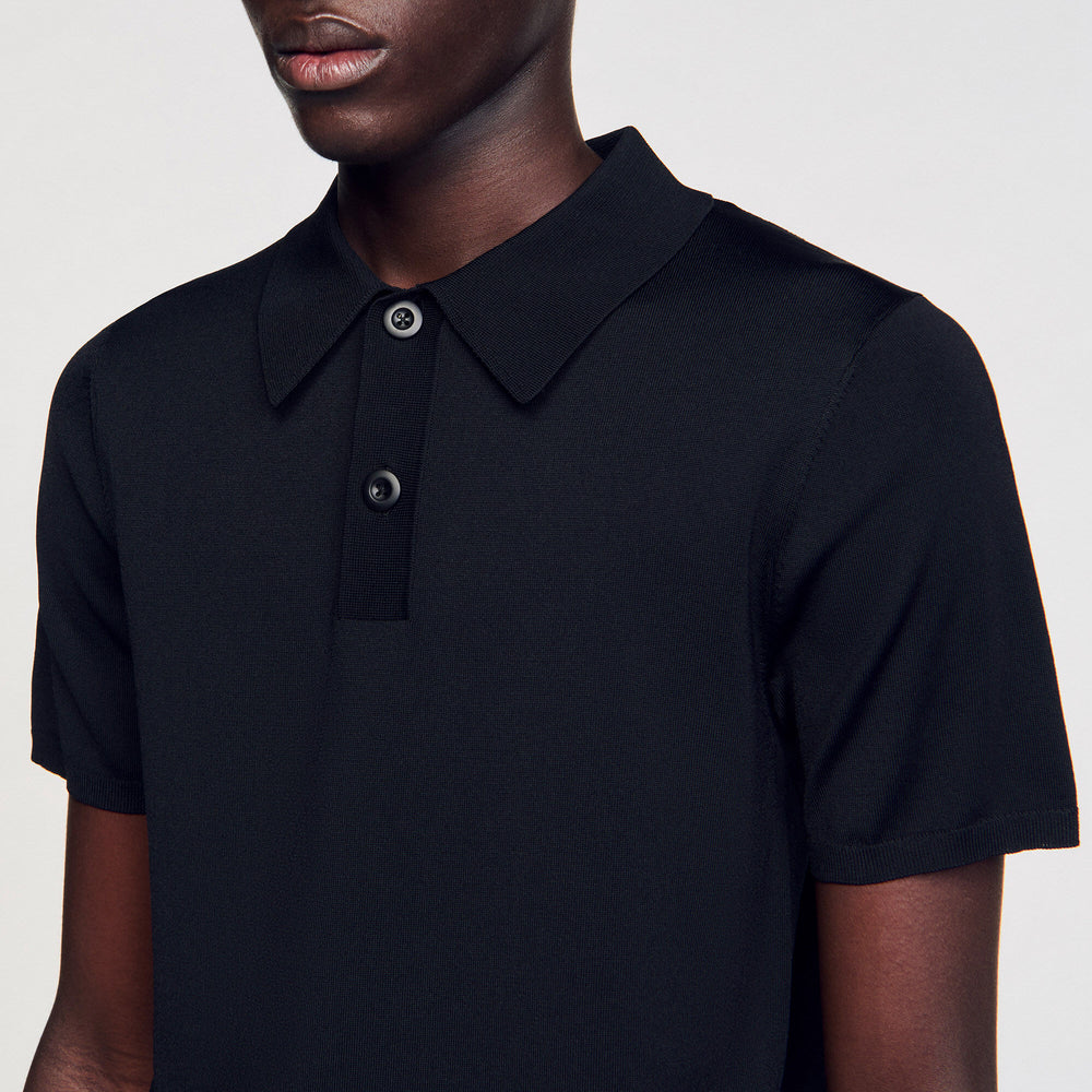 Sandro / Short-sleeve knitted polo shirt Black