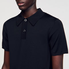 Sandro / Short-sleeve knitted polo shirt Black