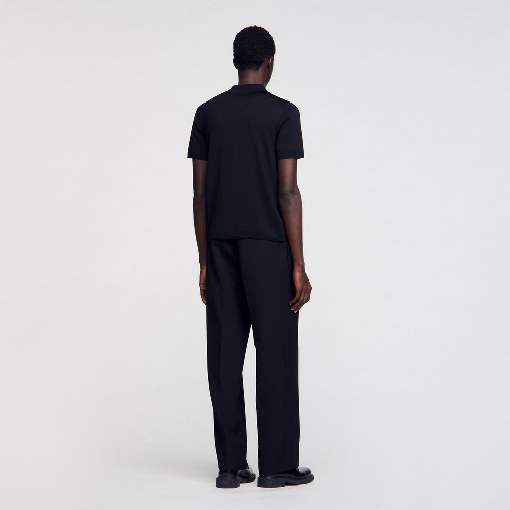 Sandro / Short-sleeve knitted polo shirt Black