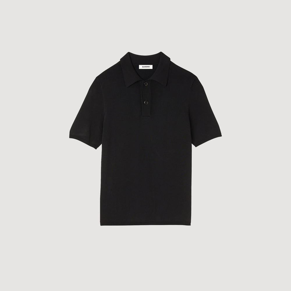 Sandro / Short-sleeve knitted polo shirt Black