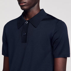 Sandro / Short-sleeve knitted polo shirt Navy Blue