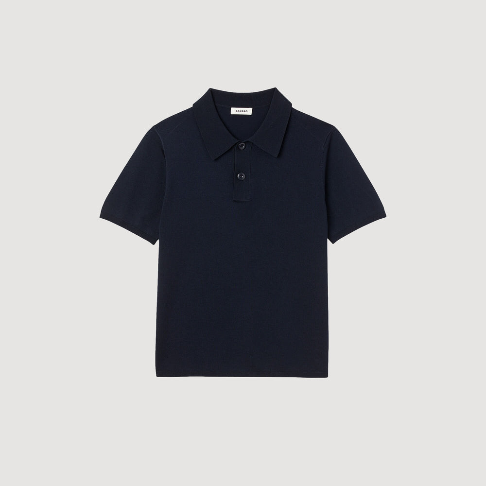 Sandro / Short-sleeve knitted polo shirt Navy Blue