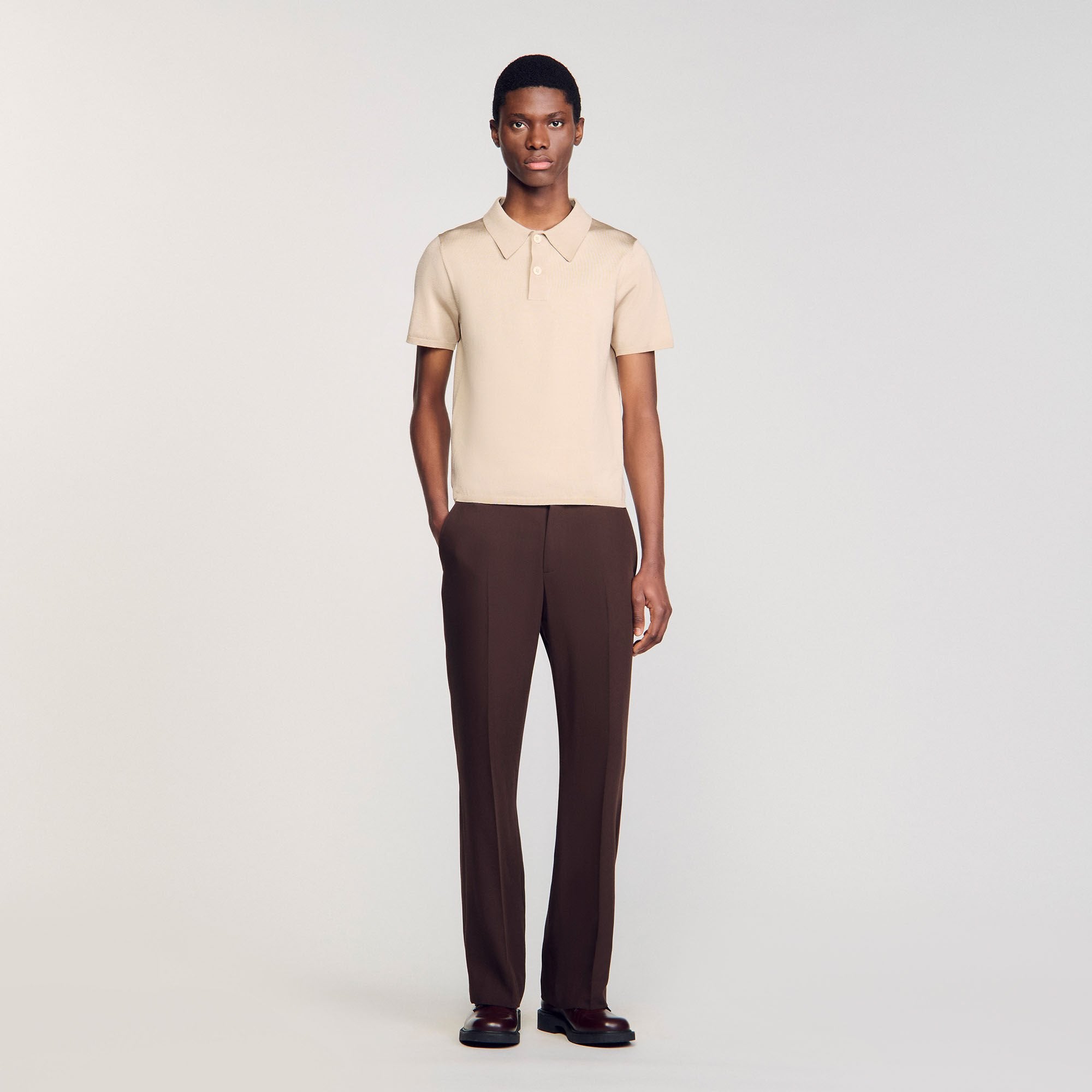 Sandro / Short-sleeve knitted polo shirt Oats