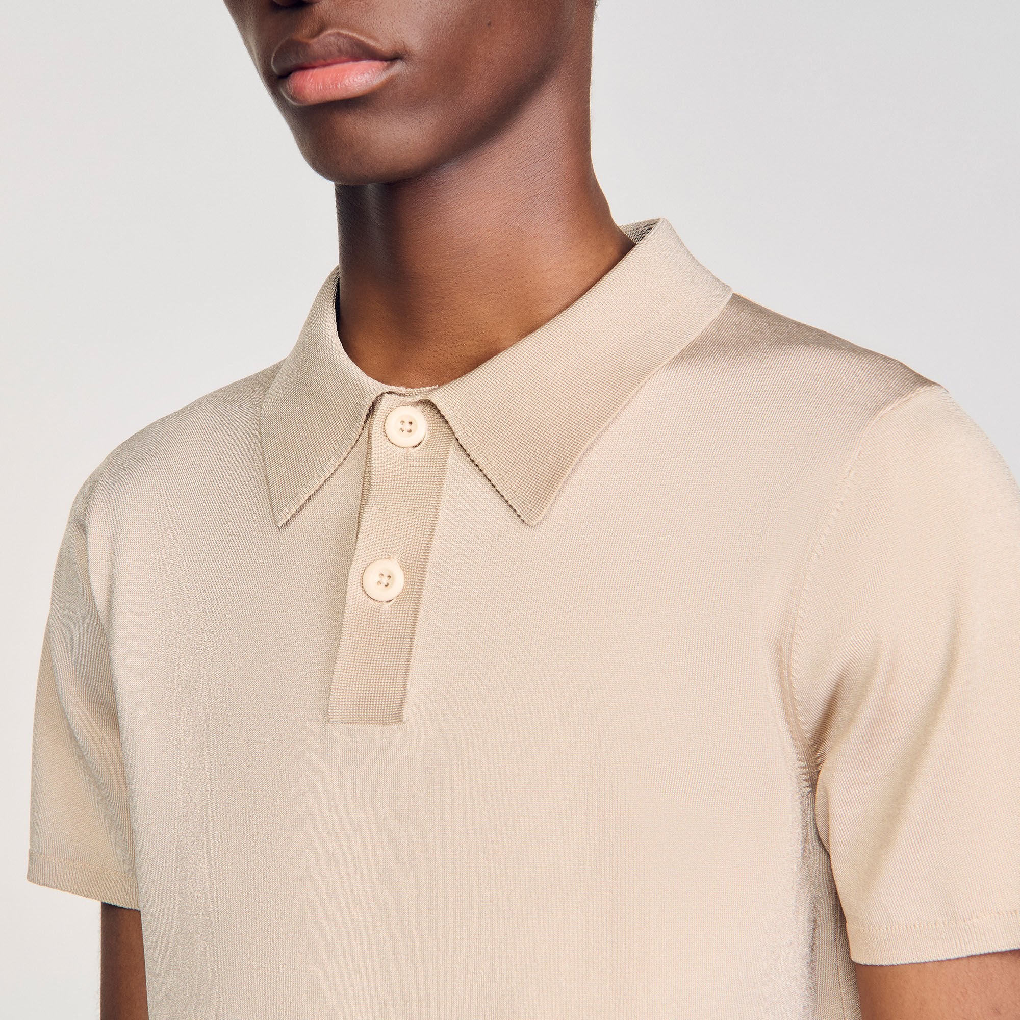 Sandro / Short-sleeve knitted polo shirt Oats