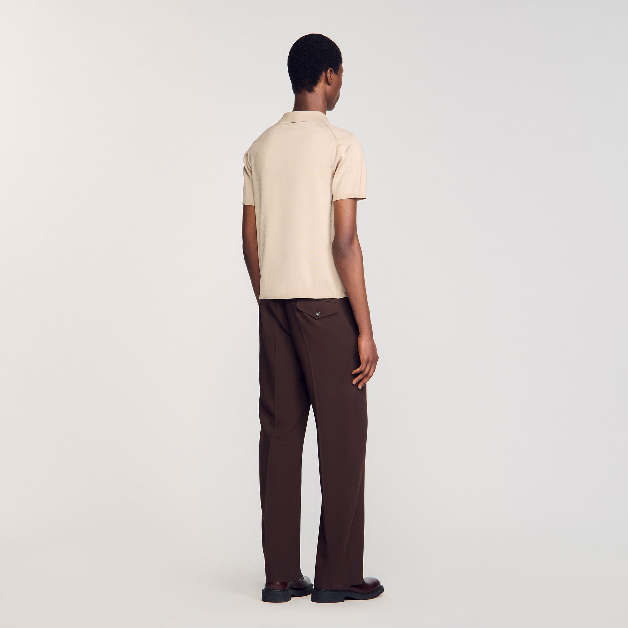 Sandro / Short-sleeve knitted polo shirt Oats
