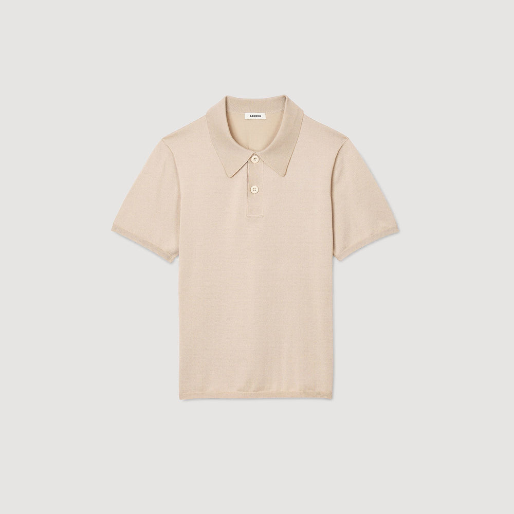 Sandro / Short-sleeve knitted polo shirt Oats