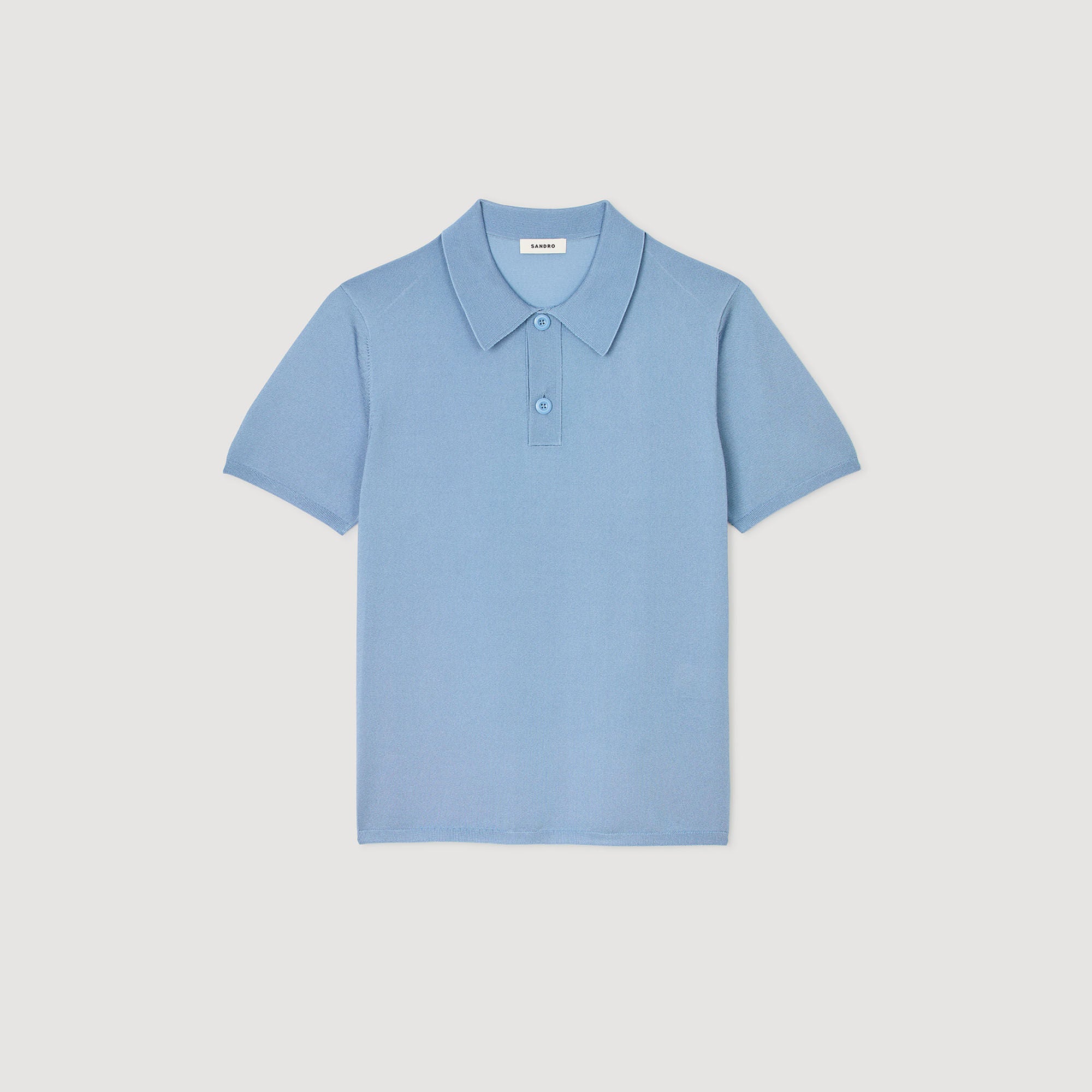 Sandro / Short-sleeve knitted polo shirt Chambray