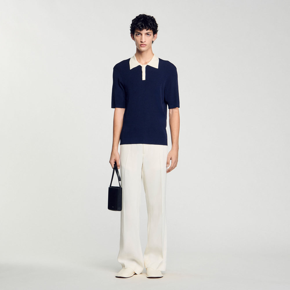 Sandro / Two-tone polo shirt Navy Blue