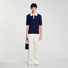 Sandro / Two-tone polo shirt Navy Blue