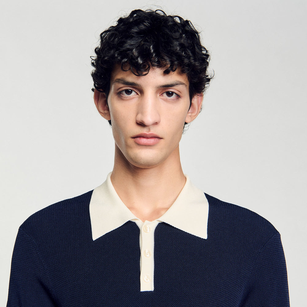 Sandro / Two-tone polo shirt Navy Blue