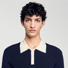 Sandro / Two-tone polo shirt Navy Blue