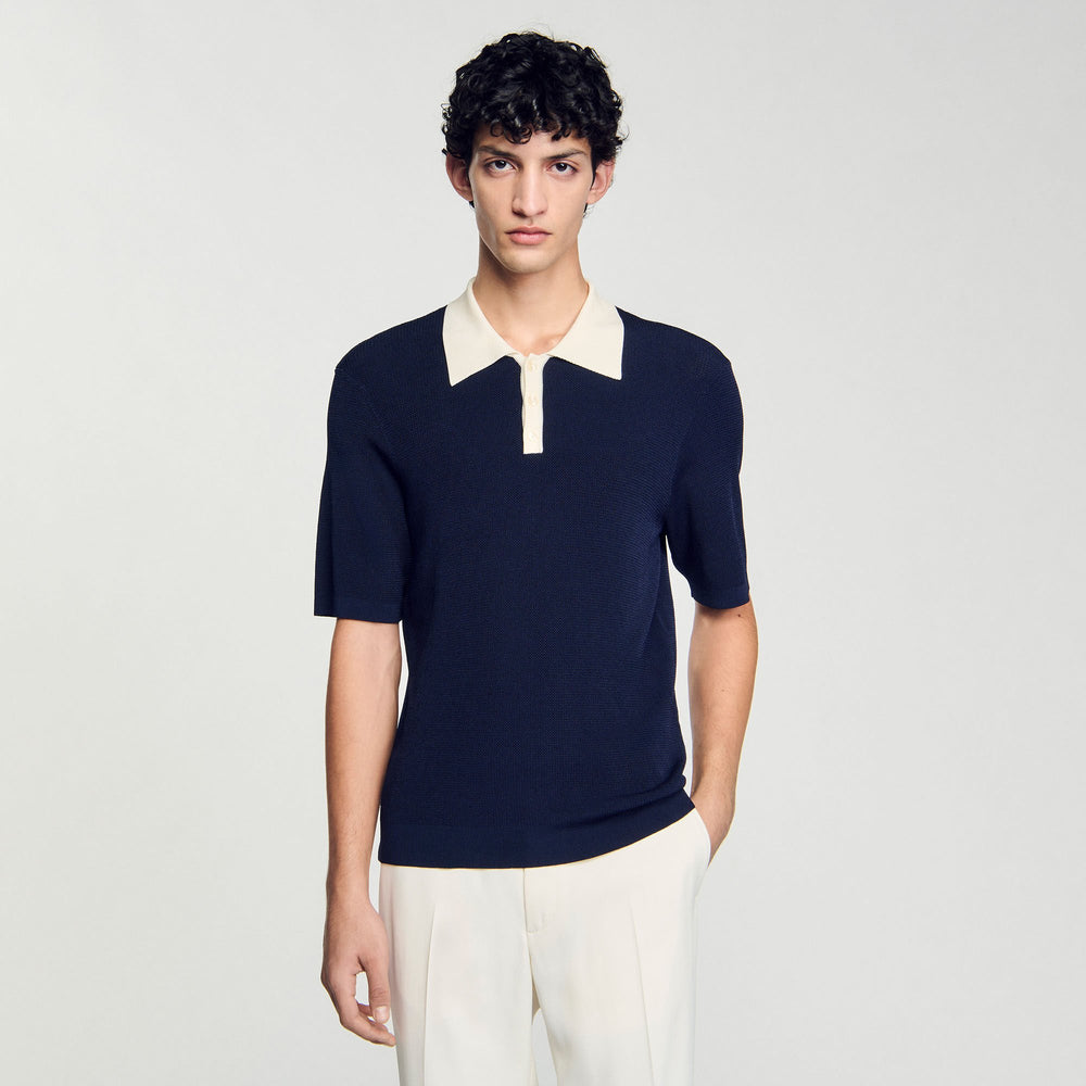 Sandro / Two-tone polo shirt Navy Blue