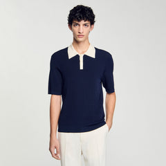 Sandro / Two-tone polo shirt Navy Blue