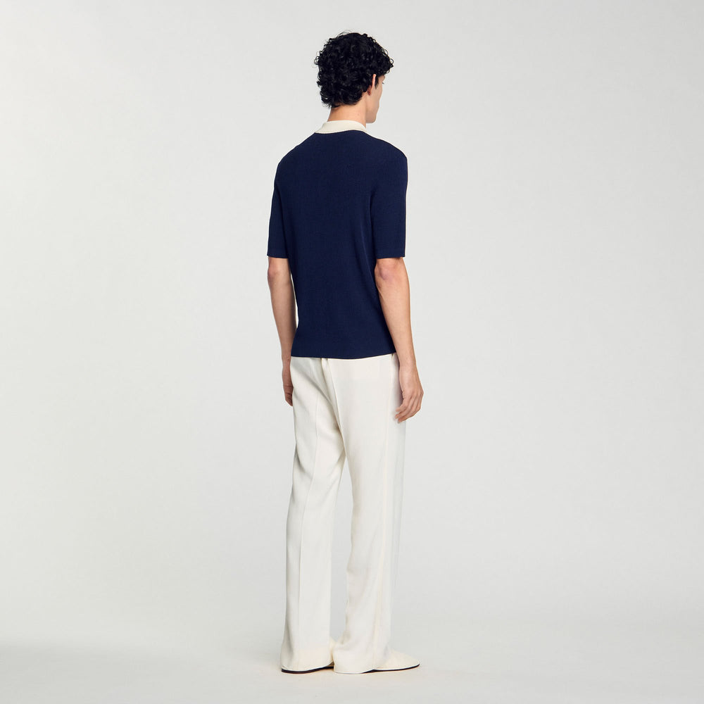 Sandro / Two-tone polo shirt Navy Blue