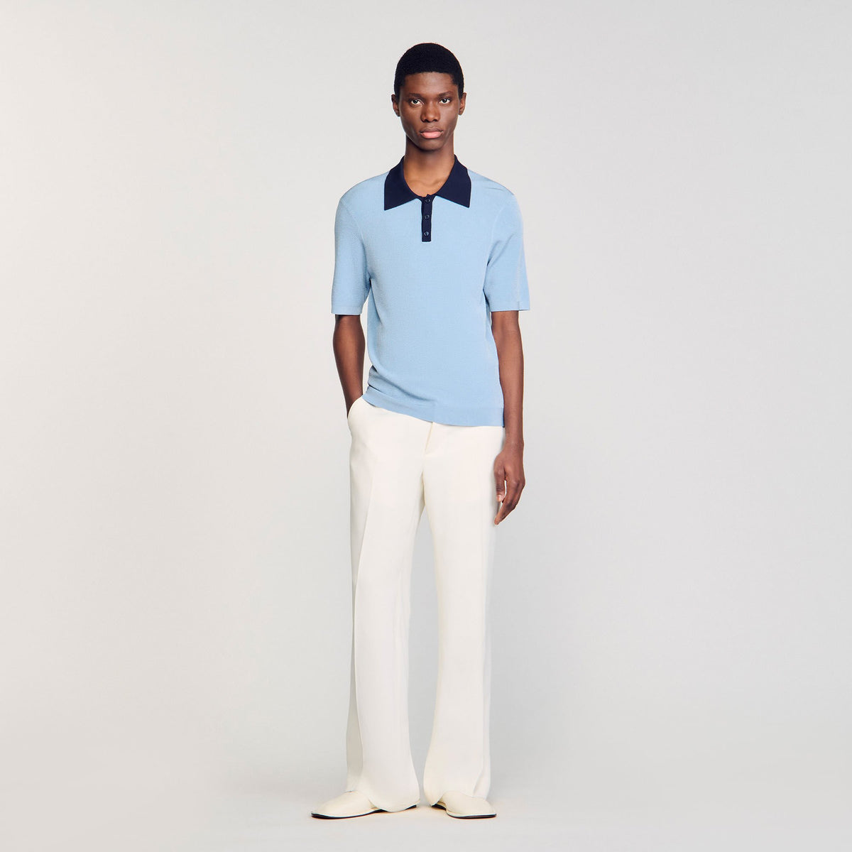 Sandro / Two-tone polo shirt Chambray