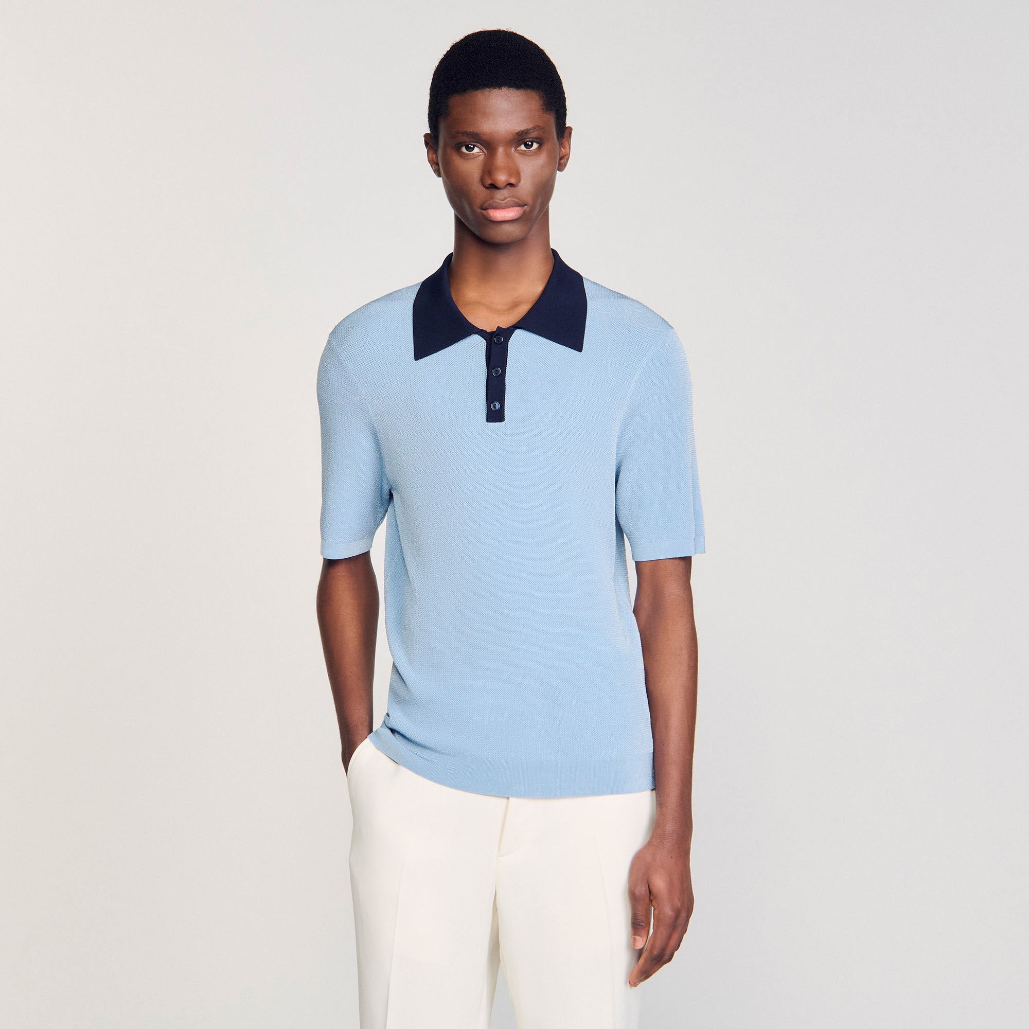 Sandro / Two-tone polo shirt Chambray