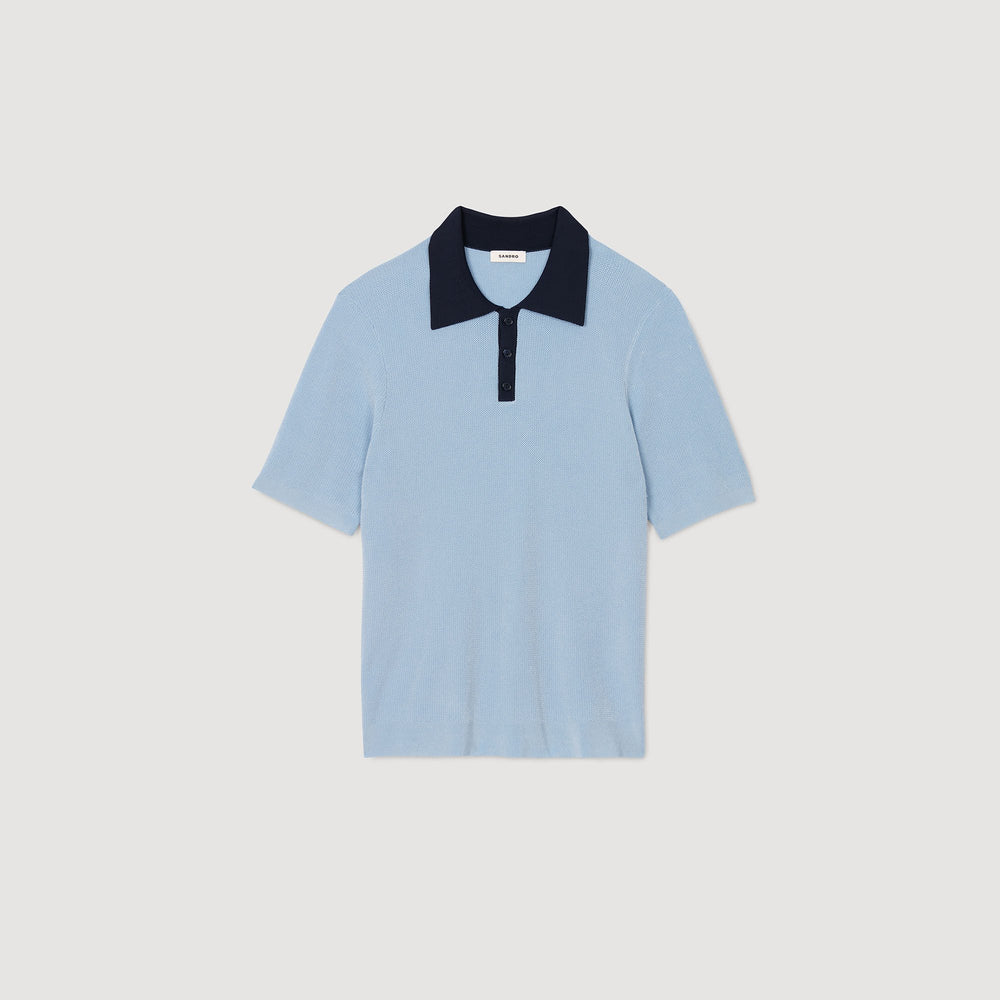Sandro / Two-tone polo shirt Chambray