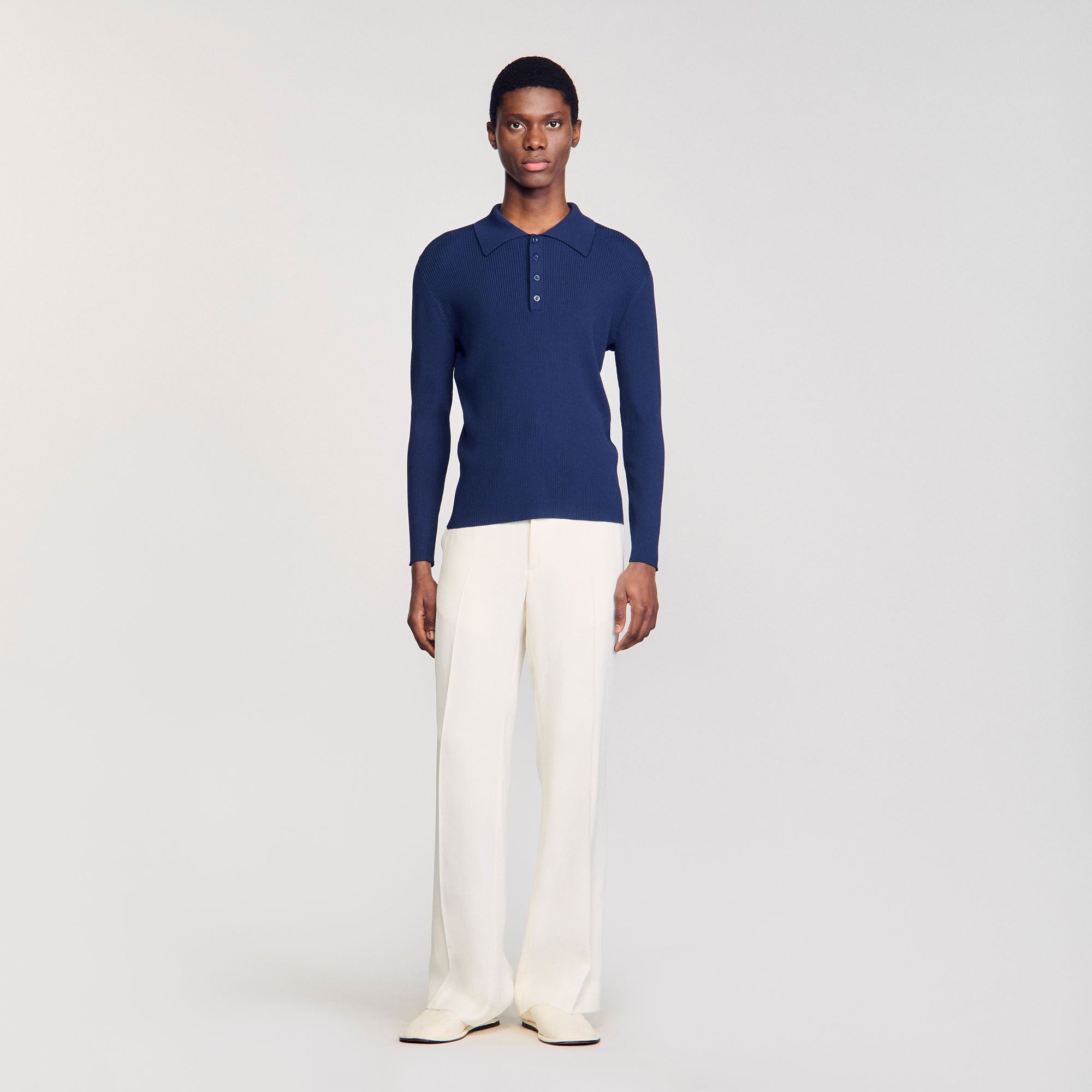 Sandro / Rib knit polo shirt Royal Blue