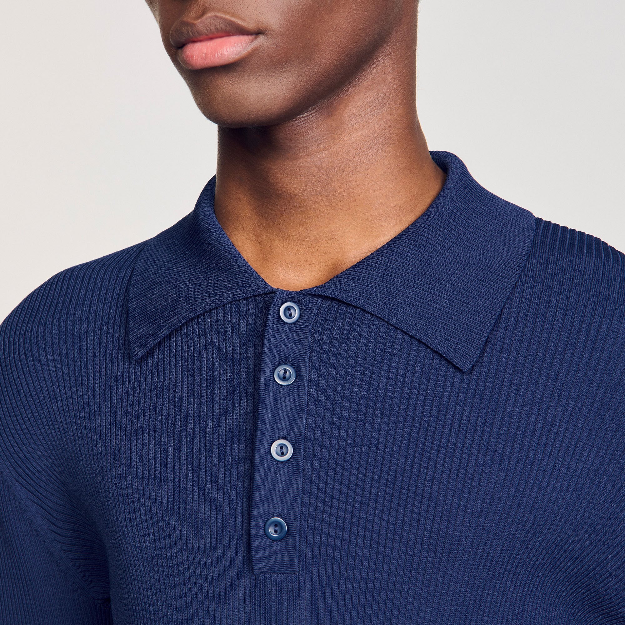 Sandro / Rib knit polo shirt Royal Blue