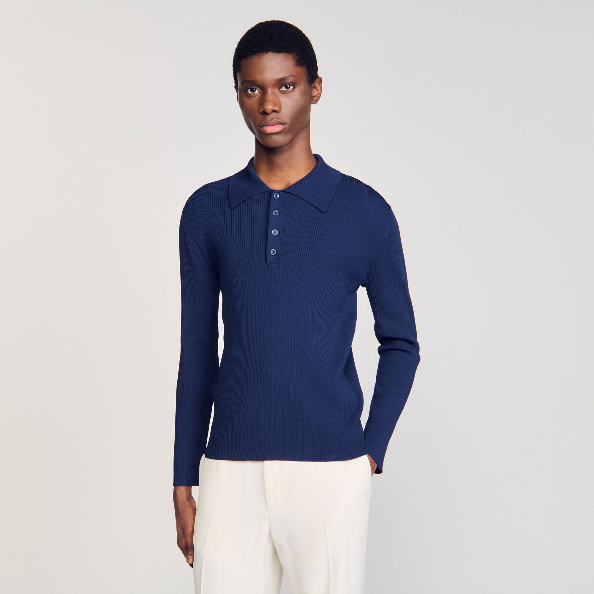 Sandro / Rib knit polo shirt Royal Blue