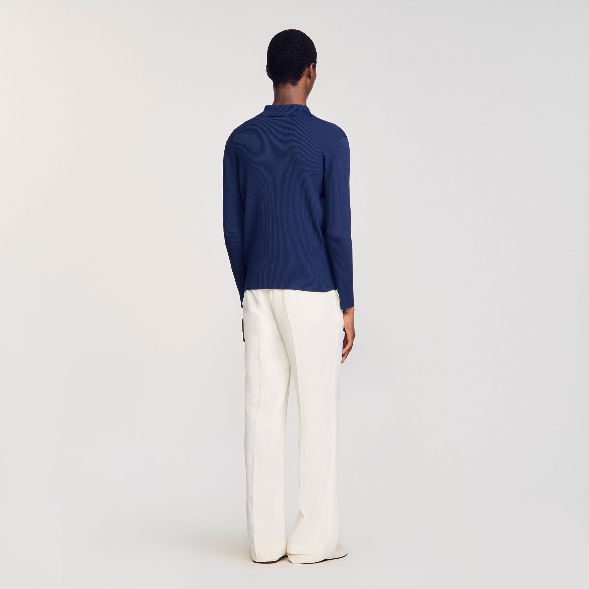 Sandro / Rib knit polo shirt Royal Blue
