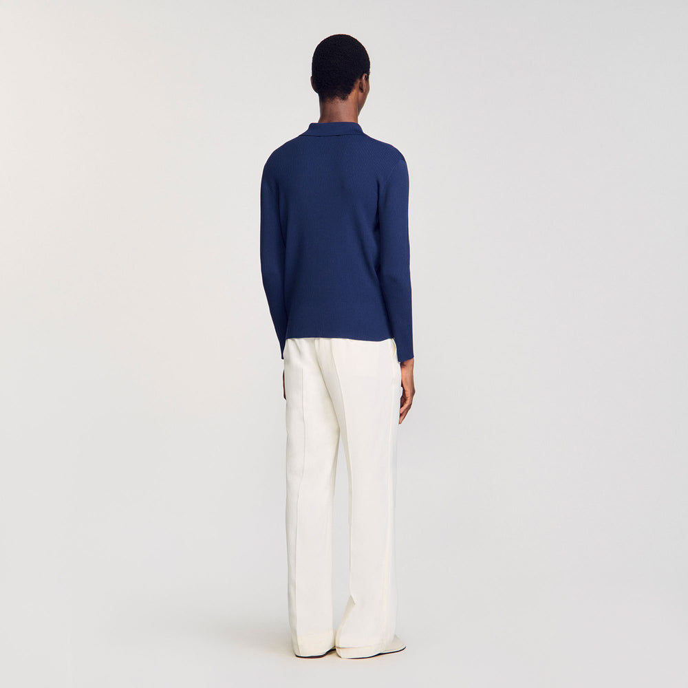Sandro / Rib knit polo shirt Royal Blue