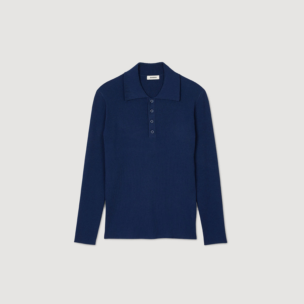 Sandro / Rib knit polo shirt Royal Blue