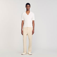 Sandro / Rib knit polo shirt Optic White