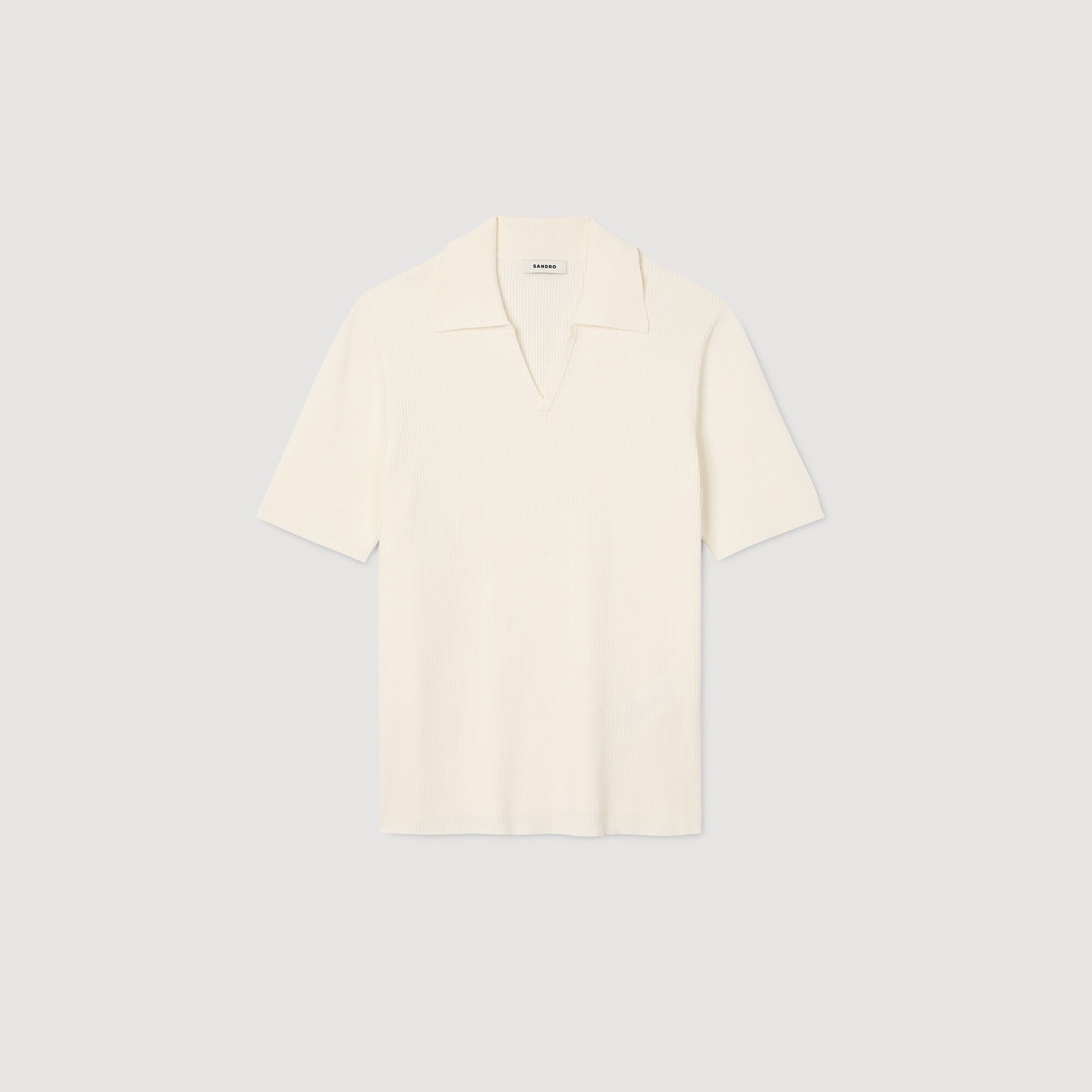Sandro / Rib knit polo shirt Optic White