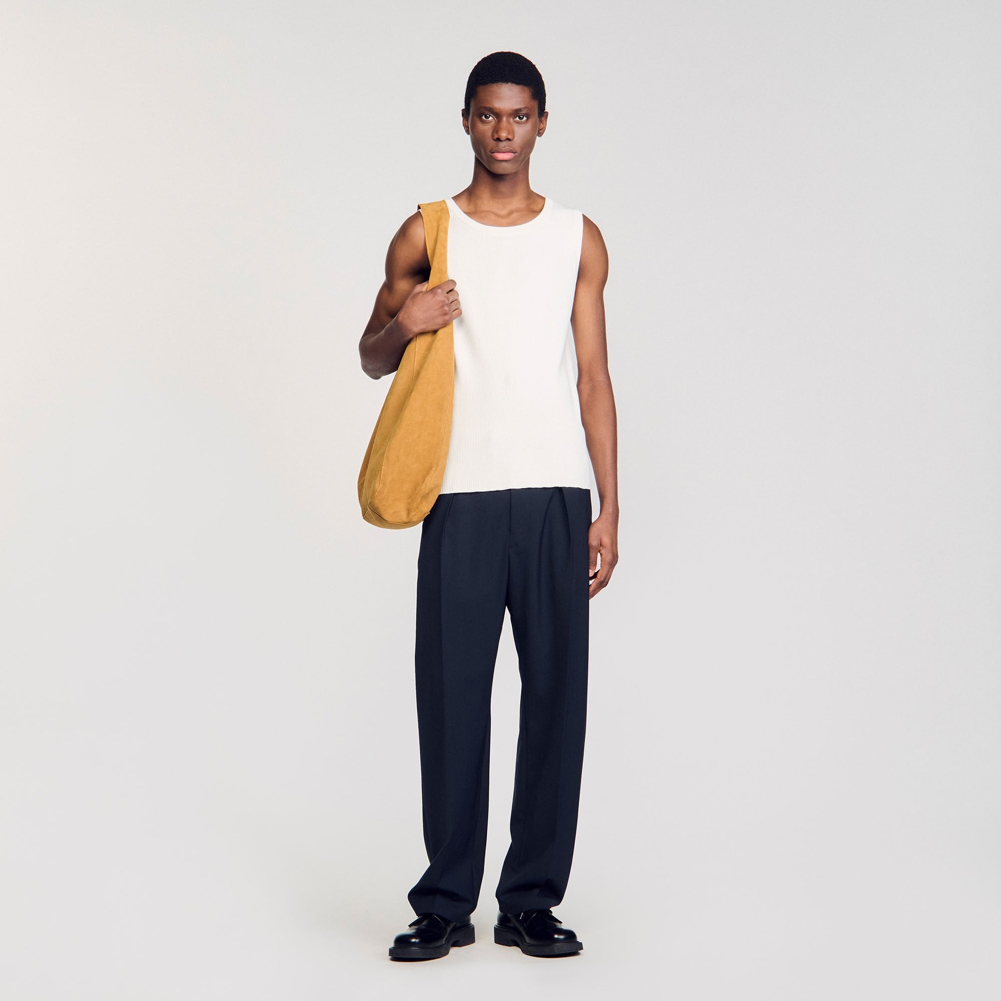 Sandro / Rib knit vest top Optic White
