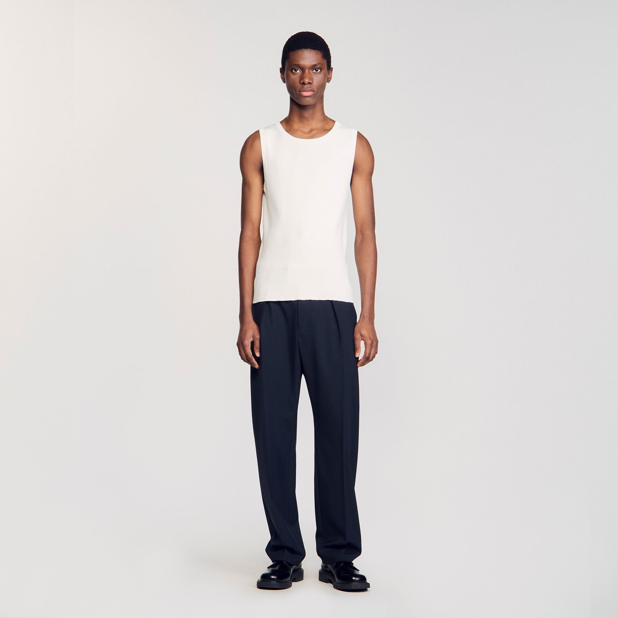Sandro / Rib knit vest top Optic White